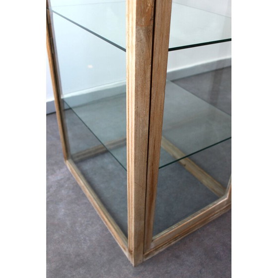 Image 1 of Vintage eiken en glazen toonbankvitrine
