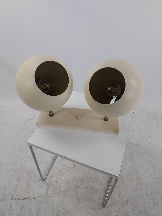 Image 1 of 1 X Dubbele Bollen Wandlamp Oost Duits 1970'S 