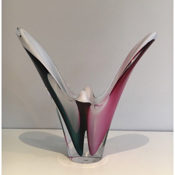 Image 1 of Vintage schelpvaas in veelkleurig glas, gesigneerd Flygsfors, 1956
