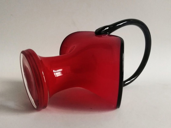 Image 1 of Michael Powolny Loetz Tango Rood/Zwart Art Deco Glazen Mand, 1920S