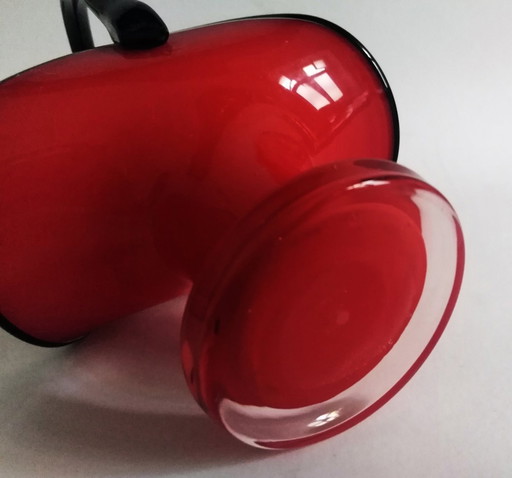 Michael Powolny Loetz Tango Rood/Zwart Art Deco Glazen Mand, 1920S