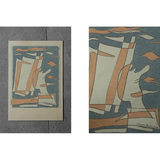 Vintage pasteltekening door Edvard Andersson