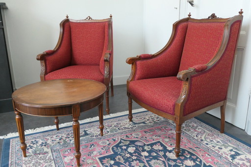 2x Klassieke Fauteuil Met Tafeltje