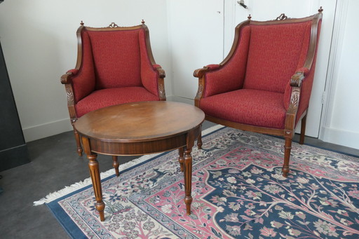 2x Klassieke Fauteuil Met Tafeltje