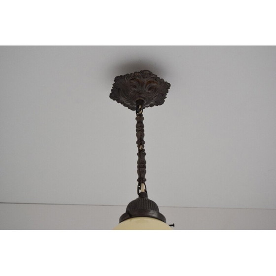 Image 1 of Vintage messing art deco hanglamp, Tsjechisch 1930