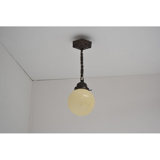 Image 1 of Vintage messing art deco hanglamp, Tsjechisch 1930