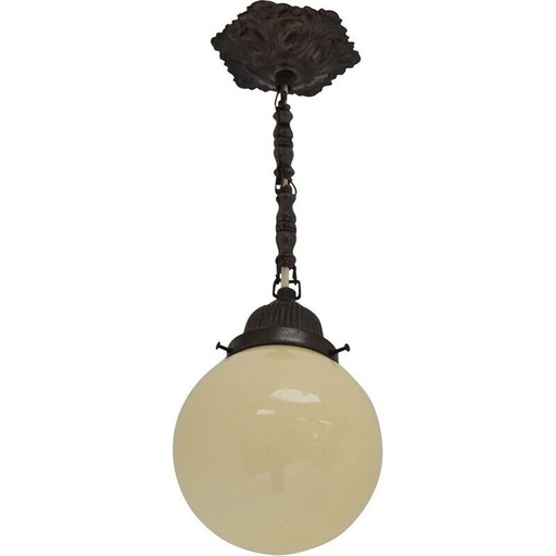 Vintage messing art deco hanglamp, Tsjechisch 1930