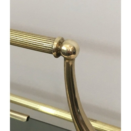 Image 1 of Vintage tijdschriftenrek van messing en glas, 1940