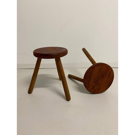 Image 1 of Paar vintage Scandinavische driepootkrukjes