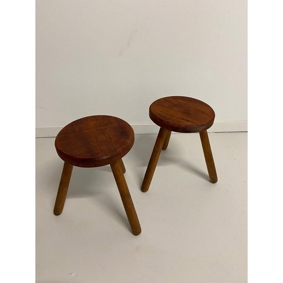 Image 1 of Paar vintage Scandinavische driepootkrukjes