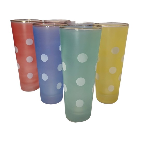 Image 1 of Vintage Longdrink Glazen Met Stippen