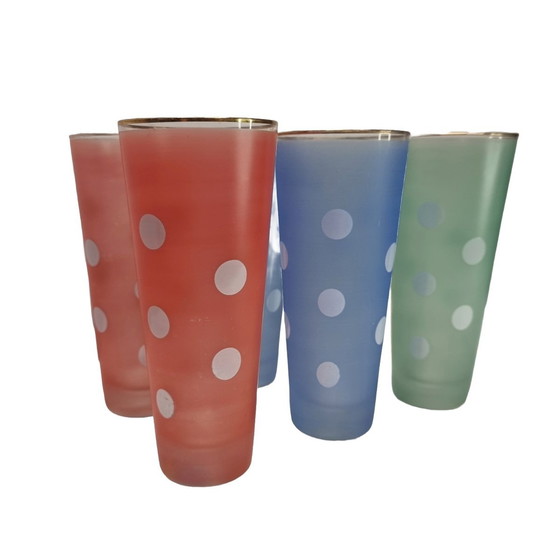 Image 1 of Vintage Longdrink Glazen Met Stippen