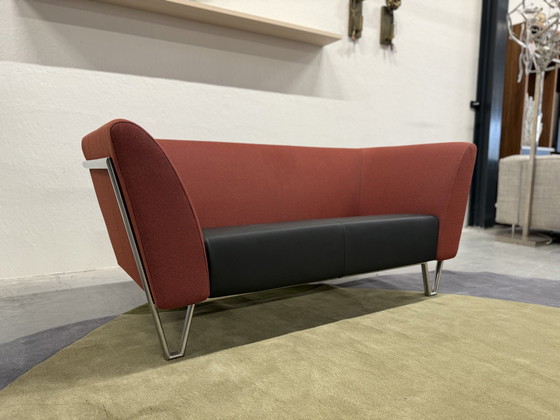 Image 1 of Harvink New Jazz Bank 2 Zits Rood Opera Stof & Zwart Leer