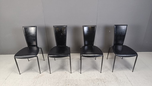 Zwarte postmoderne eetkamerstoelen van Arper Italië, jaren 1980 - Set van 4