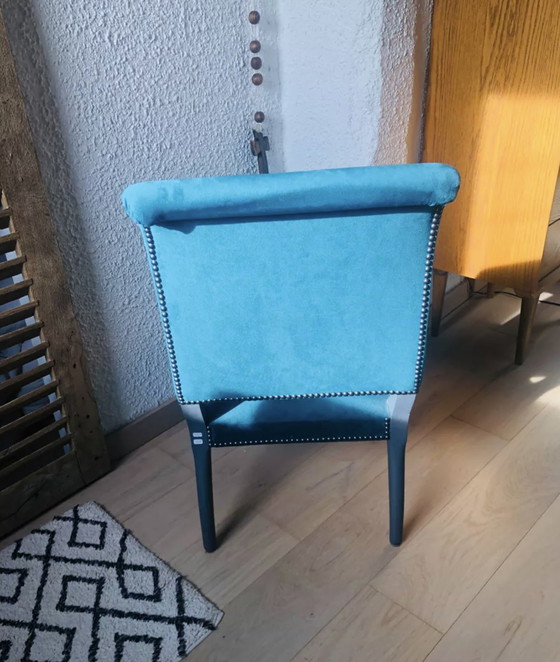 Image 1 of Haardstoel Eend Blauw Fluweel Stoffen