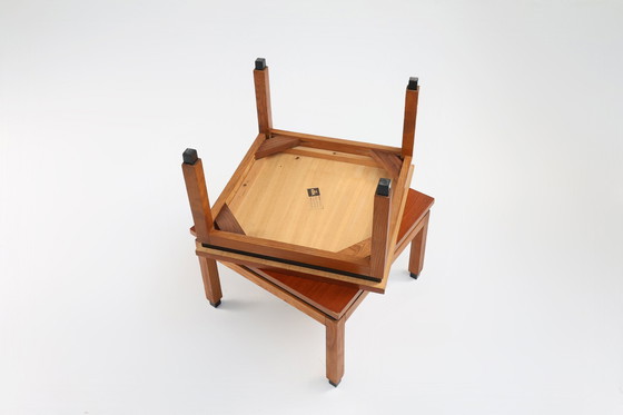 Image 1 of Set van 2 minimalistische MDK Belgische bijzettafels in teak, ca. 1960
