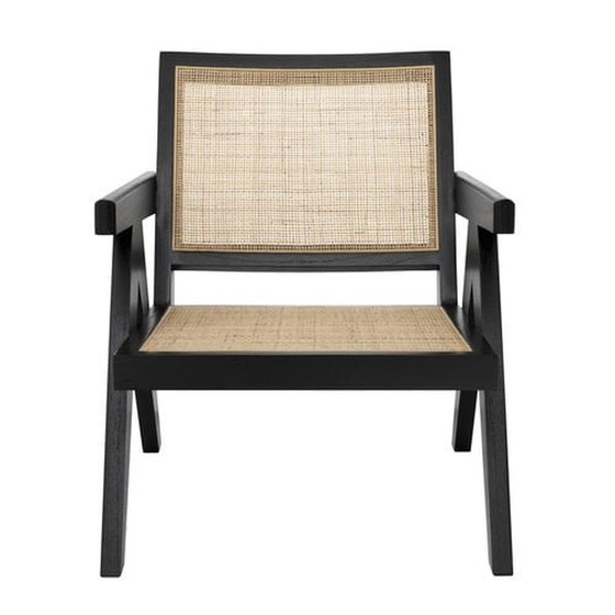 Image 1 of Eichholtz Fauteuil Aristide Zwart Met Rotan