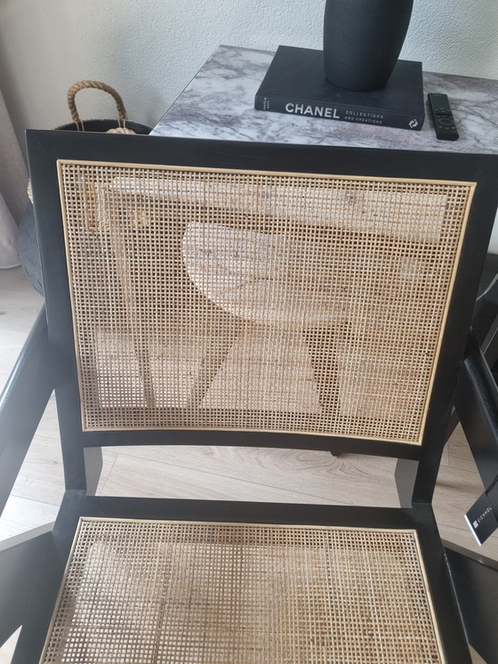 Image 1 of Eichholtz Fauteuil Aristide Zwart Met Rotan