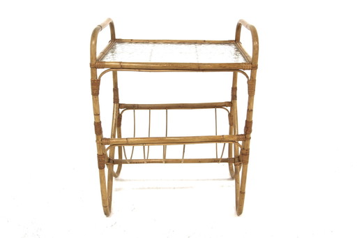 Scandinavische rieten bijzettafel, Zweden, 1960