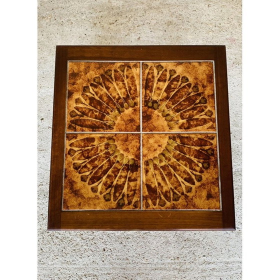 Image 1 of Vintage nesttafels van teakhout en keramiek, Denemarken 1960