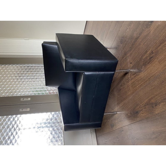Image 1 of Vintage zwarte en chromen fauteuil, jaren 1950
