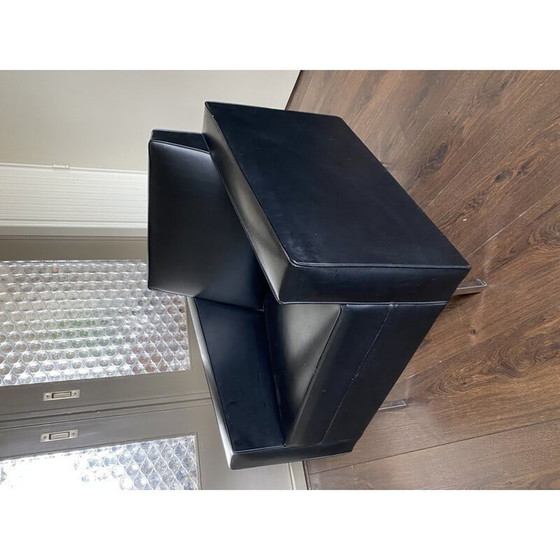 Image 1 of Vintage zwarte en chromen fauteuil, jaren 1950