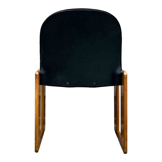 Image 1 of Set van 4 vintage zwart lederen Dialogo stoelen van Afra en Tobia Scarpa voor B&B Italia, 1973