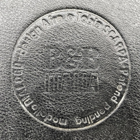 Image 1 of Set van 4 vintage zwart lederen Dialogo stoelen van Afra en Tobia Scarpa voor B&B Italia, 1973