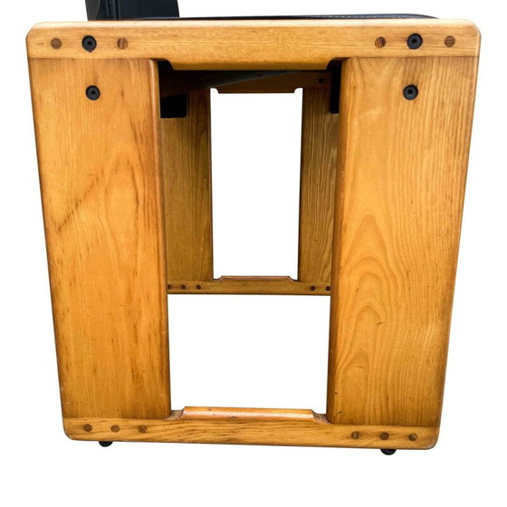 Image 1 of Set van 4 vintage zwart lederen Dialogo stoelen van Afra en Tobia Scarpa voor B&B Italia, 1973