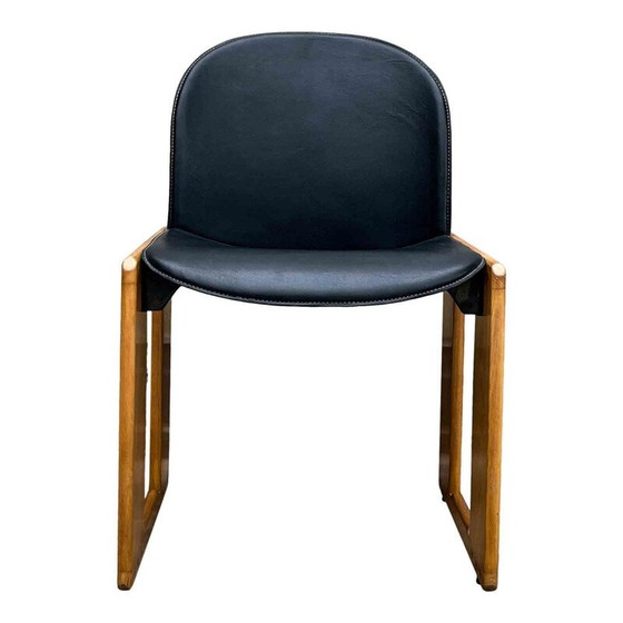 Image 1 of Set van 4 vintage zwart lederen Dialogo stoelen van Afra en Tobia Scarpa voor B&B Italia, 1973