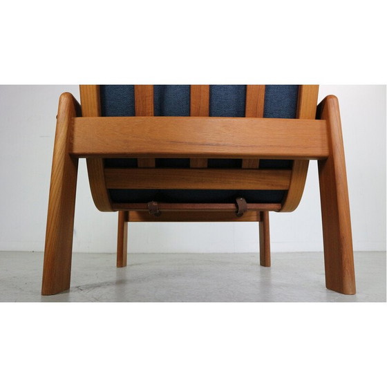 Image 1 of Vintage fauteuil met teakhouten voetenbank voor Emc Møbler, Denemarken 1960