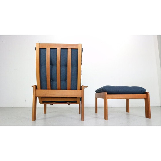 Image 1 of Vintage fauteuil met teakhouten voetenbank voor Emc Møbler, Denemarken 1960