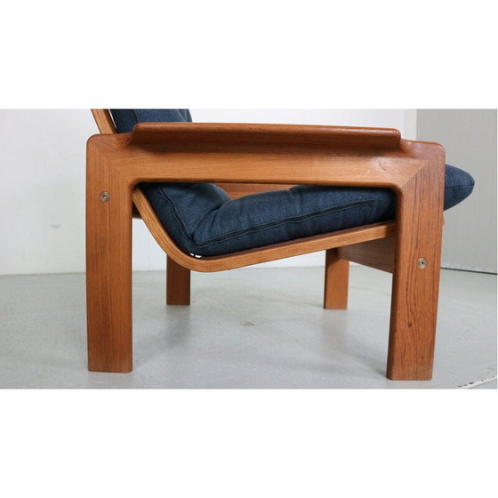 Image 1 of Vintage fauteuil met teakhouten voetenbank voor Emc Møbler, Denemarken 1960