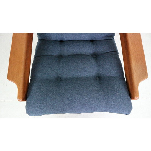 Vintage fauteuil met teakhouten voetenbank voor Emc Møbler, Denemarken 1960