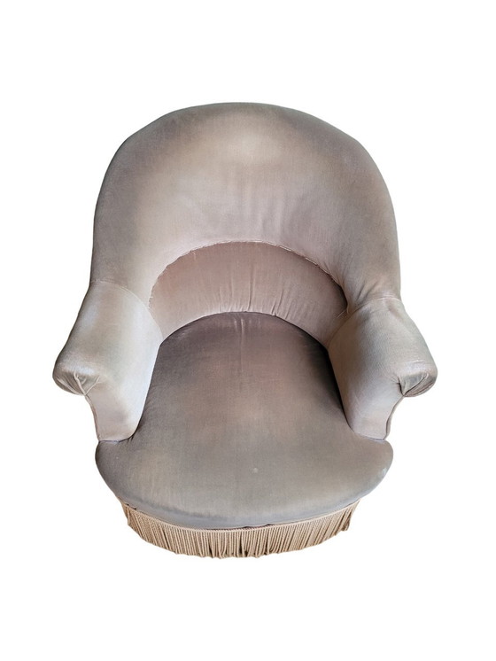 Image 1 of Lichtbruin Fluwelen Toad Fauteuil