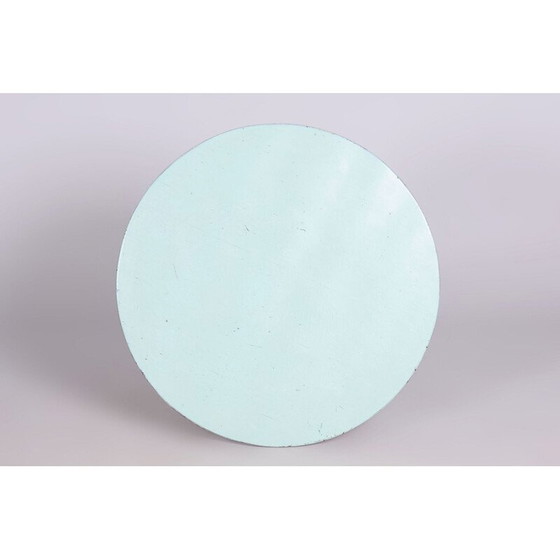 Image 1 of Vintage Bauhaus ronde tafel in verchroomd staal en gelakt hout, Tsjecho-Slowakije 1930