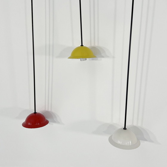 Image 1 of Set driekleurige plafondlampen van Stilnovo, jaren 1980