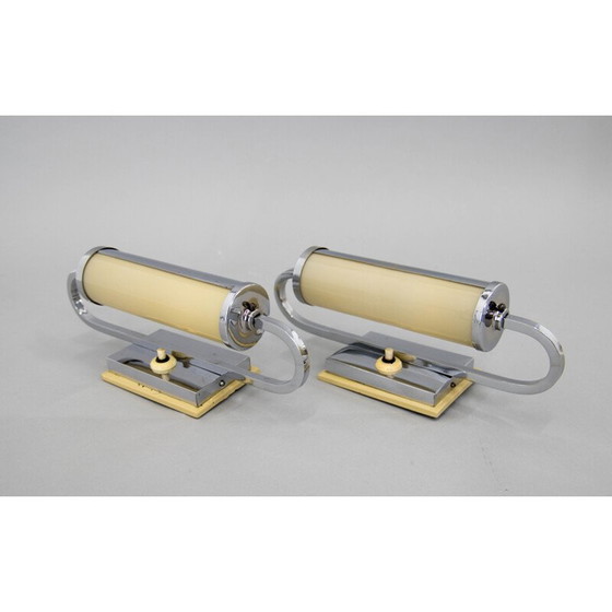 Image 1 of Paar Functionalistische vintage wandlampen, jaren 1930