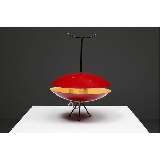 Vintage rode en zwarte lamp uit het ruimtetijdperk, 1970