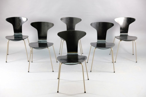 Mid-Century Moskito 3105 Eetkamerstoelen van Arne Jacobsen voor Fritz Hansen, Set van 6