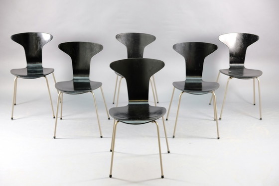 Image 1 of Mid-Century Moskito 3105 Eetkamerstoelen van Arne Jacobsen voor Fritz Hansen, Set van 6