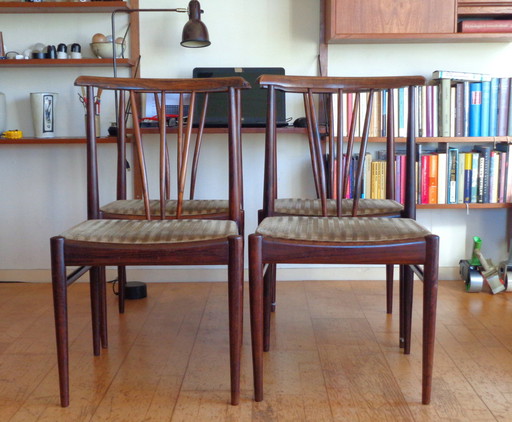 4 AWA palissander eetkamerstoelen