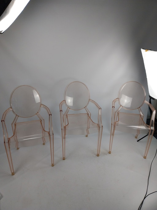 Set van 3 Kartell Louis Ghost-stoelen van Philip Starck 