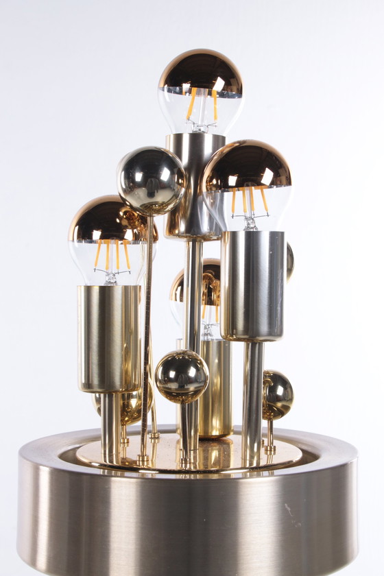 Image 1 of Gouden "Sputnik" Vloerlamp van Doria Leuchten, Duitsland, 1970s