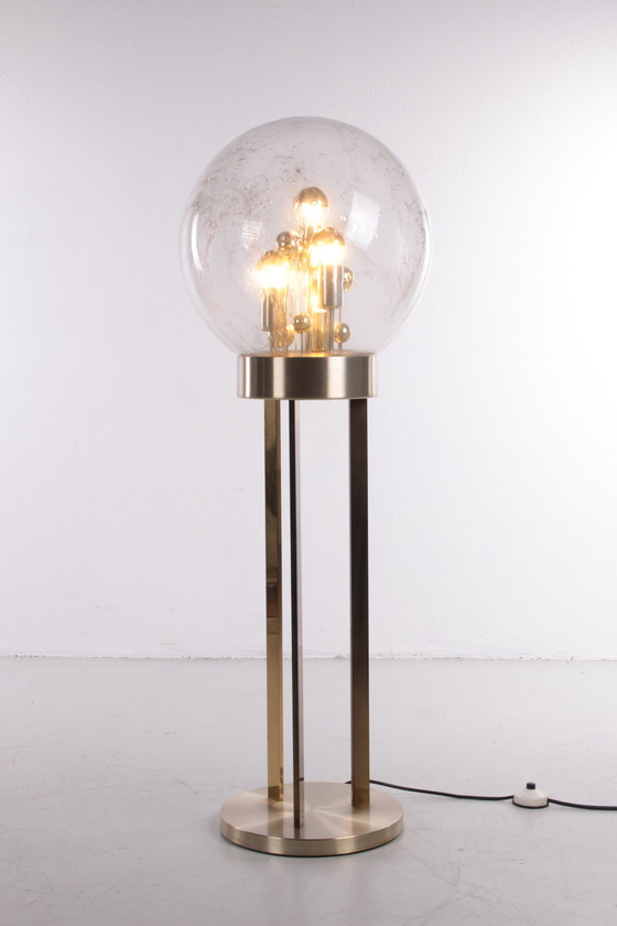 Image 1 of Gouden "Sputnik" Vloerlamp van Doria Leuchten, Duitsland, 1970s