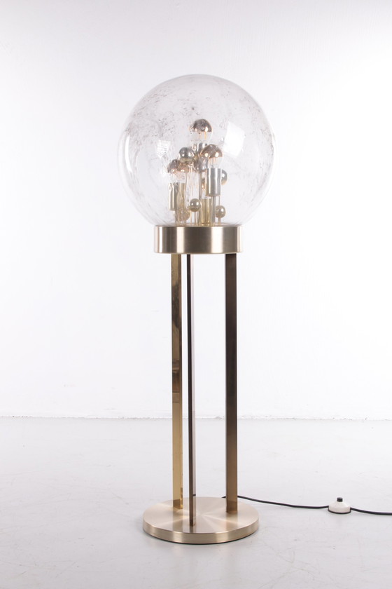 Image 1 of Gouden "Sputnik" Vloerlamp van Doria Leuchten, Duitsland, 1970s