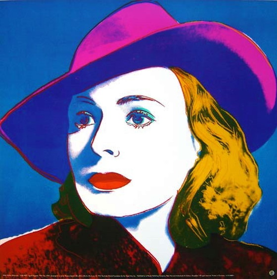 Image 1 of Andy Warhol   Ingrid Bergman with Hat     uit  1983 Zeer Groot