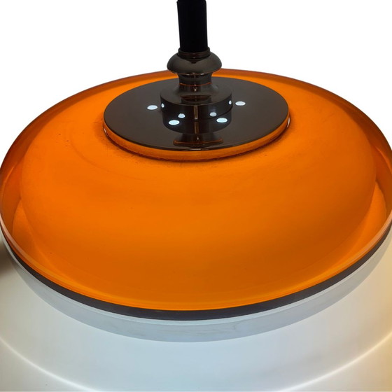 Image 1 of Vintage oranje-witte hanglamp