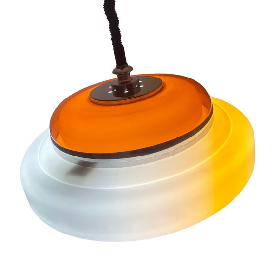 Image 1 of Vintage oranje-witte hanglamp