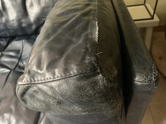 Image 1 of Vintage donkerblauwe 3-zit bank